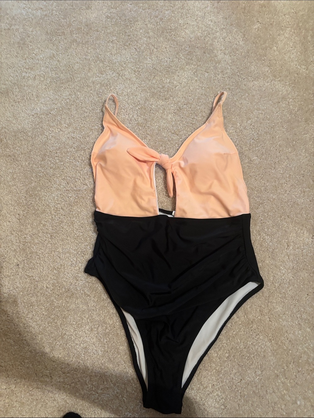 Cupshe Two-Tone Peach and Black One-Piece Swimsuit